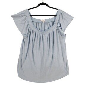 Lc Lauren Conrad Dusty Blue Plus Size Off Shoulder Flutter Sleeve Top Size - 2X